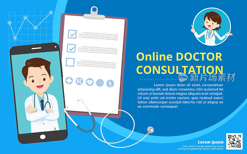 Online consultation doctor concept template